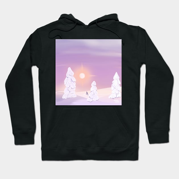 Skiing in deep snow Hoodie by Aurealis